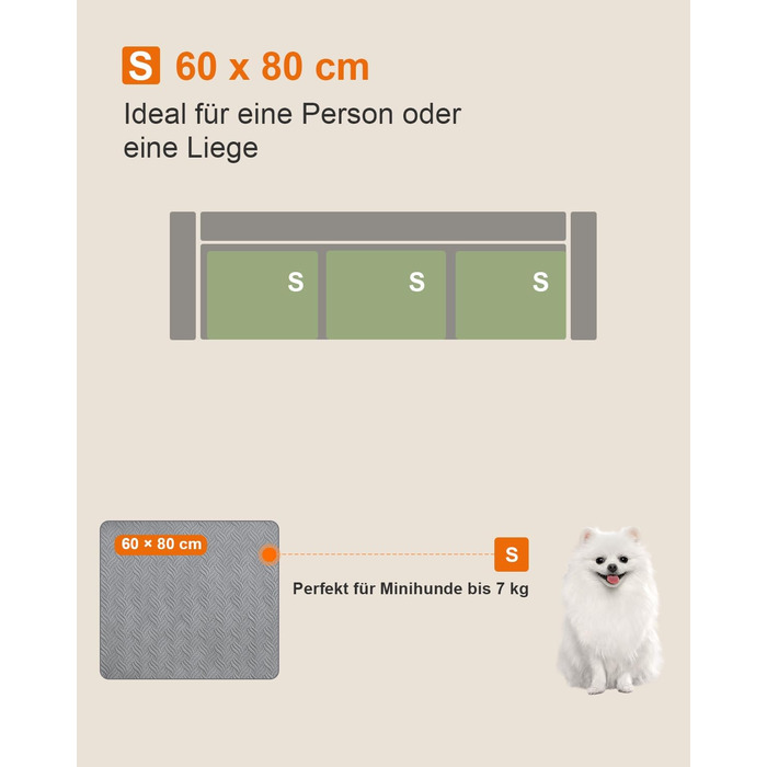 Водонепроникний килимок для собак, захист дивану та авто, килимок для тварин на вулицю, міцний килимок для собак як захист для дивану та ліжка, неслизьке дно - Сірий CTH017G (80 x 60 см)