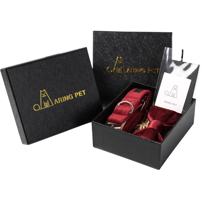 Нашийник для собак Aring з бантиком, регульований, м'який, темно-зелений (M), червоний (для свят)