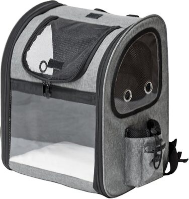 Рюкзак для собак та котів Fudajo, 32x27x40 см, до 6 кг, чорно-сірий, розкладний, для подорожей