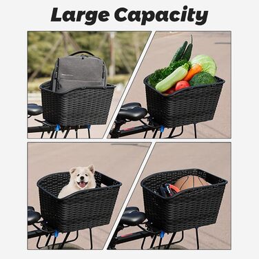 Велика плетена корзина для велосипеда: міцна, з ручкою та дзеркалом PP для сумок, тварин, овочів та м'ячів