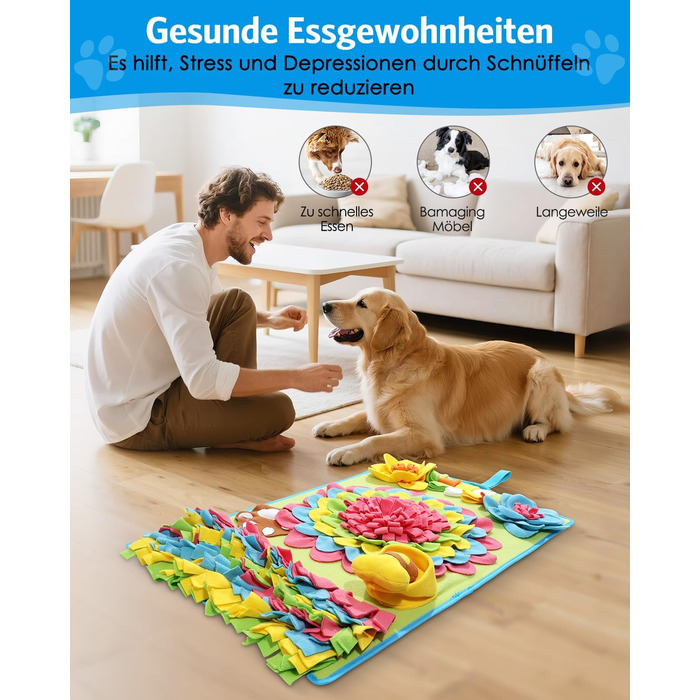Килимок для собак Brifit для інтелектуальних ігор 78 x 48 см, іграшка-головоломка для малих та середніх собак, миється, тренувальний килимок, проти нудьги, стимулює інтелект