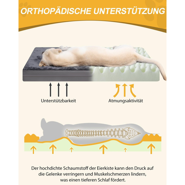Ортопедичне ліжко для собак Favodormir, велике та середнє, 91x69x7 см, сіре, водонепроникне, для дому та вулиці