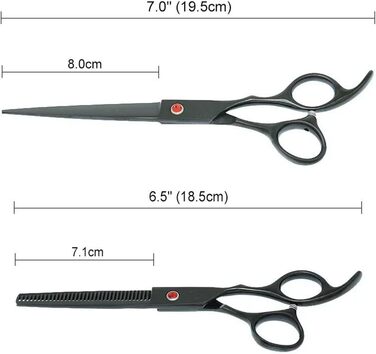 Професійний набір ножиць для грумінгу собак та котів 5 в 1: прямі, вигнуті, розріджуючі ножиці та гребінець для догляду за шерстю