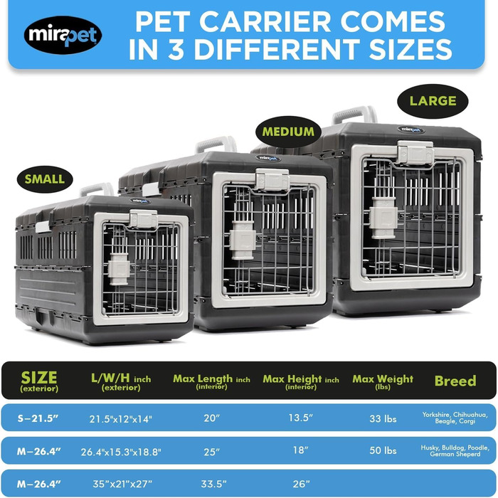 Mirapet США переноска для котів і собак 55,9 см, складана, жорсткий пластик, 360° вентиляція, для дому та вулиці