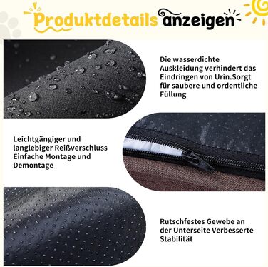 Ортопедичне ліжко для собак великих порід 139x110x21 см, з високощільним губчатим наповнювачем, для здорових суглобів, знімний водонепроникний чохол, зручне, неслизьке, коричневе XL
