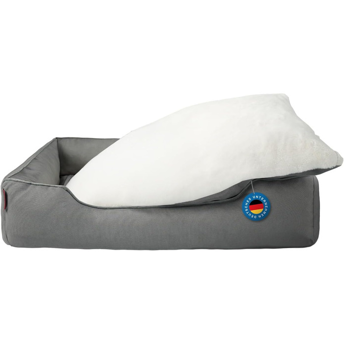 Лягу для собак середніх та великих порід Zedelmaier, 90х68х19 см: зносостійкий кошик, товсте ліжко, миється, водонепроникна, сірий колір.