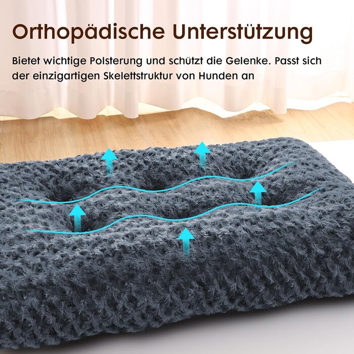 Homaxy Лежанка для собак великих порід, ортопедична, м'яка, з антиковзною основою, 74x54x7 см, темно-сіра
