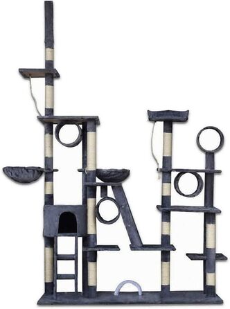 BITUXX® Декерховий котячий будиночок з кігтеточкою, ігровий комплекс для котів, регульована висота 230-250 см (темно-сірий)