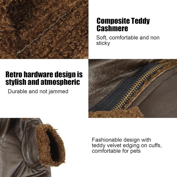 Зимова куртка для собак Pssopp з PU-шкіри, плюшевий підкладка, для маленьких, середніх та великих собак, для прогулянок на вулиці (XL, XL)