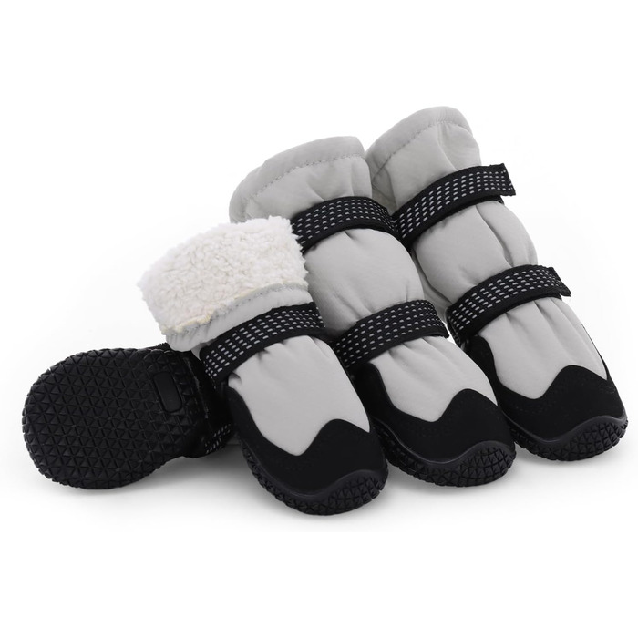 Зимові чоботи для собак BWBIKE: захист від ковзання на льоду, дощі та снігу. Чоботи з гумовою підошвою, сірі, розмір 5