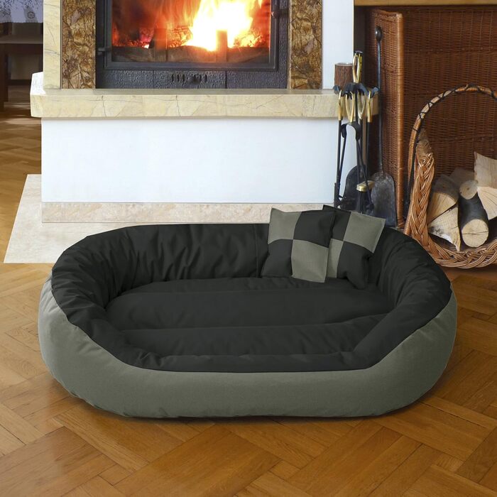 BedDog® Hundebett Sunny 4in1, велике собаче ліжко Rock-Flow, овальне/кругле, з Cordura, для дому та вулиці, XXXL, сіро-антрацит, 150 x 120 x 23 см