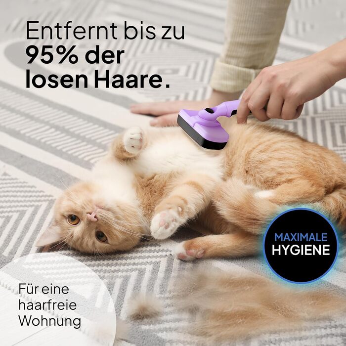 Набір для догляду за котами Pretty Paw® Profi: щітка та засоби для гігієни та комфорту | Ідеально для короткої та довгої шерсті | Підходить для видалення підшерстка (лавандовий)