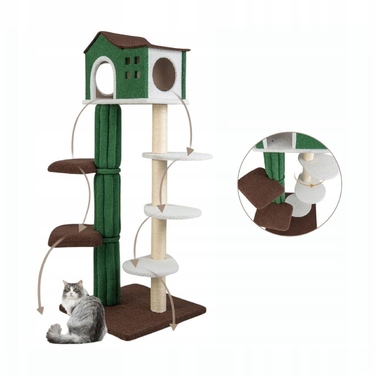 Багаторівневий котячий комплекс-драбачок Costway, 153 см, сизалевий, багатоколірний