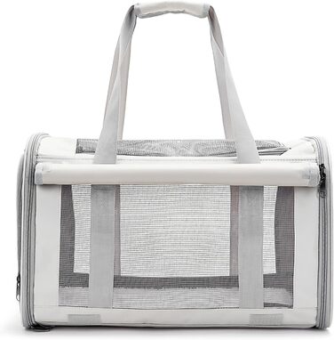 Транспортна переноска для собак та котів PETCUTE, складана, з внутрішнім ременем безпеки, схвалена авіакомпаніями, дихаюча, для подорожей та прогулянок, бежева