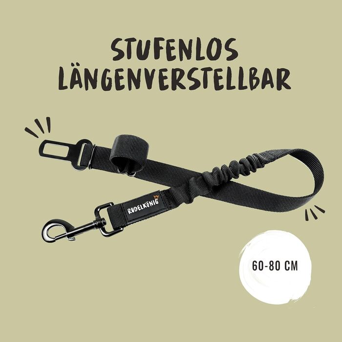 Автомобільний ремінь безпеки для собак Rudelkönig - регульований, чорний