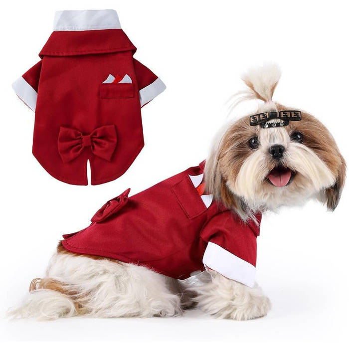 Костюм Smoking для собак Norbi, розмір M, червоний. Ідеальний для вечірок, свят та фотосесій. Комплект з краваткою.