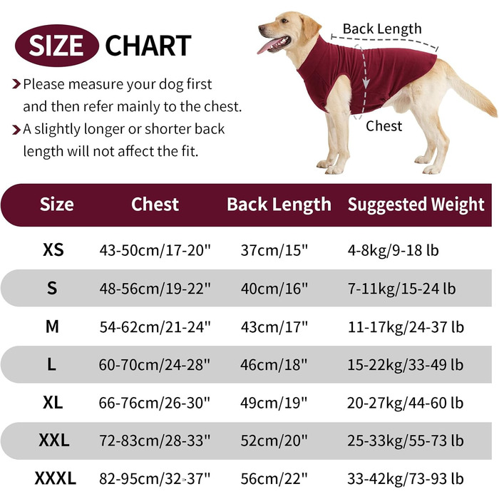 Пуловер для собак Heywean з флісу, теплий зимовий одяг для собак, сорочка-світшот для маленьких, середніх та великих собак (M, Червоний)