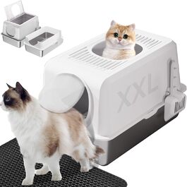 Туалет для котів homegroove з кришкою білий