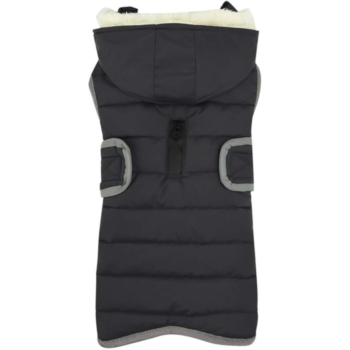 Теплий зимовий одяг для собак - куртка з капюшоном, в клітинку, темно-сіра, розмір M (45-55 см)