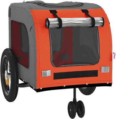 Причіп для собак VidaXL, 45 кг, Оксфордська тканина, з прапорцем та відбивачами (Оранжевий, 125 x 53 x 54 см)