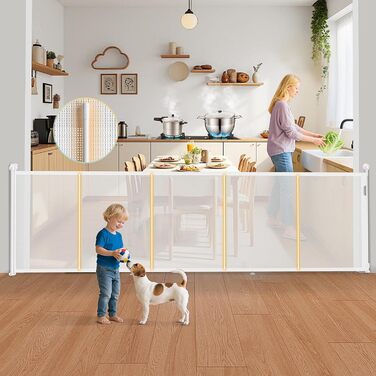 Дитяче захисне ворота для сходив та проходів, 400 см, білий. Захист від падіння для дітей та собак.