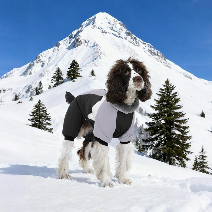 Водонепроникний собачий плащ Kuoser для маленьких собак - теплий зимовий плащ з шлейкою та світловідбиваючими деталями, чорний, розмір M