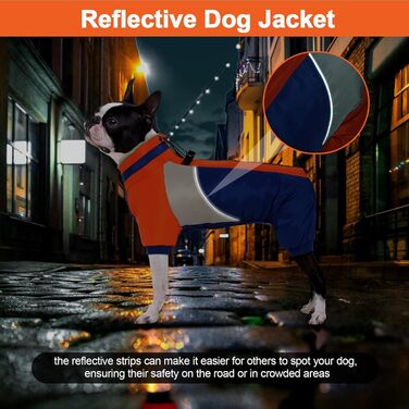 Водонепроникний теплий дощовик для собак Kuoser, для маленьких собак, зимовий, з шлейкою, модний, світловідбиваючий, блакитний, XS