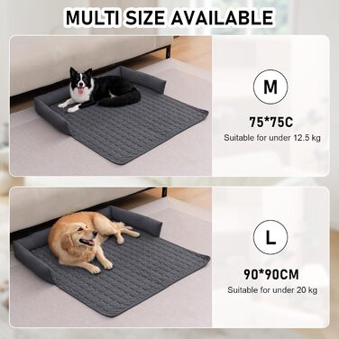 OKYUK Преміум лежанка для собак - захист дивану для тварин, ручної роботи та пральна подушка для собак, м'яка лежанка для собак для всіх розмірів (75 x 75 см) (90 x 90 x 10 см, колір: темно-сірий)