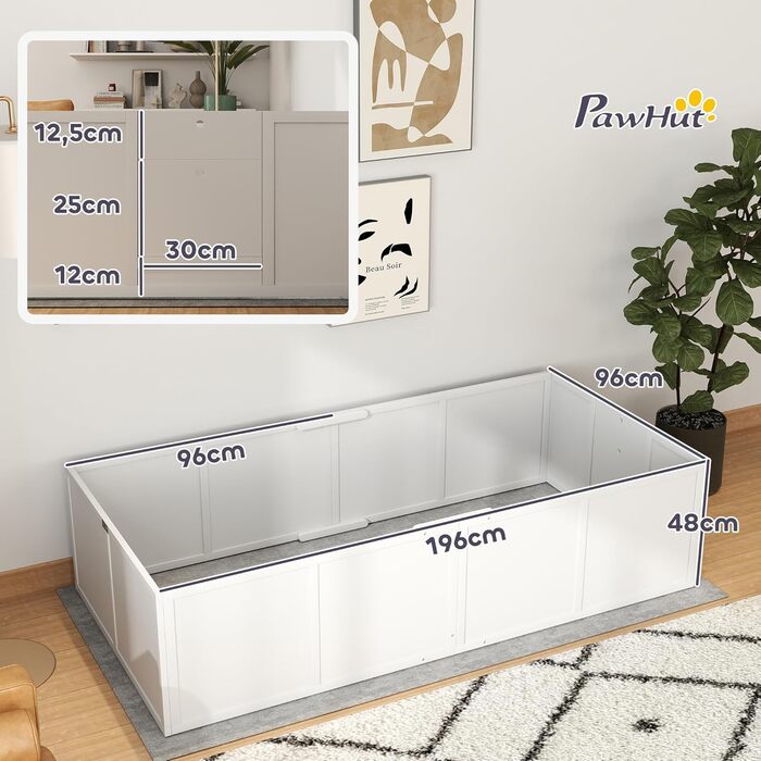 Кія для цуценят PawHut - вольєр для собак, білий, 196x96x48 см