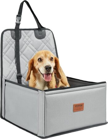 Автокрісло для собак VEVOR, сіре, до 12 кг, з підтримуючою рамою та страхувальним ременем