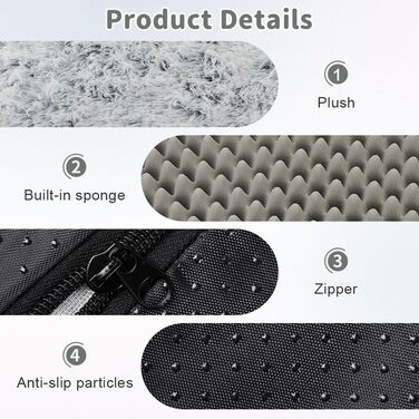 Крісло-лежанка для собак та котів Aomig, квадратне, плюшеве, 75x50x8 см, сірий колір