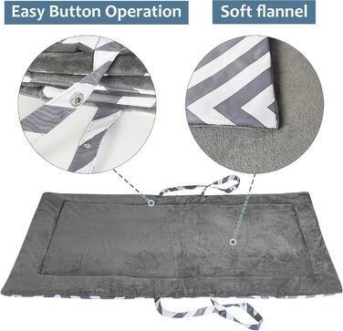 Водонепроникний килимок для котів та собак Kritter Planet, складаний, миючий, для відпочинку на природі, у подорожах та кемпінгу, з ручками, 80 x 60 см (сірий хвилястий, 127 x 70 см)