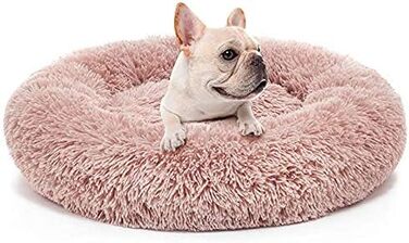 Кругле ліжко для собак та котів Donut, м'яке плюшеве, 80 см, рожеве