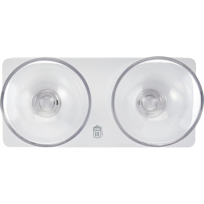 Миска для котів Catit Style Glass Diner, скляна, піднята, чорна глянцева, 2 x 200 мл (біла глянцева)