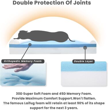 Ортопедичне ліжко для собак Laifug з ефектом пам'яті, велике, водонепроникне, сірий сланцевий колір, 127 x 92 x 23 см