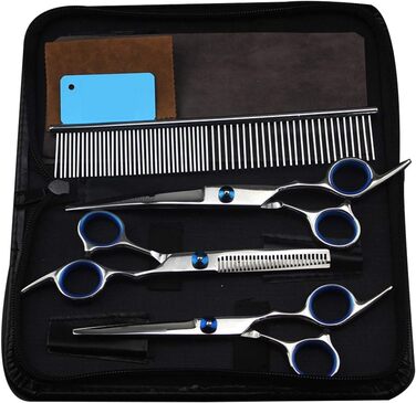 Набір професійних ножиць для грумінгу собак та котів, нержавіюча сталь, 6 дюймів, ножиці для розрідження, вигнуті