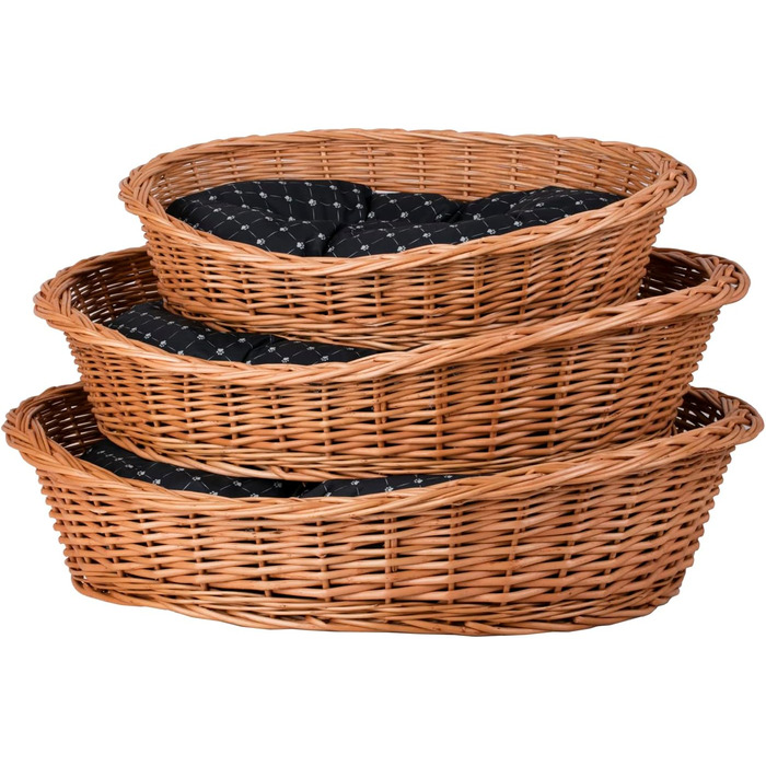 Корзина для собак з лози, корзина для тварин, корзина для котів (Чорний, 100x75 H27)