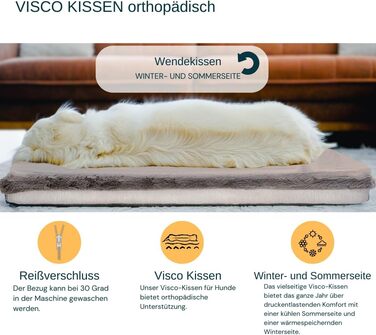 Ортопедичне ліжко для собак Rio, сірого кольору, 100x70x17 см, XL, з Memory Visco-матрацом, нековзне, миється, для великих собак до 35 кг