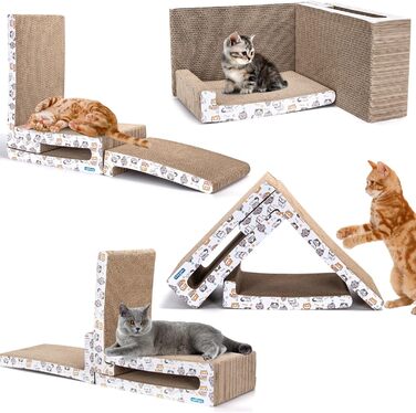 Кігтеточка для котів Nobleza Katze Kratzbrett 3 в 1 з котячою м'ятою, з екологічного картону, 43x24x15 см