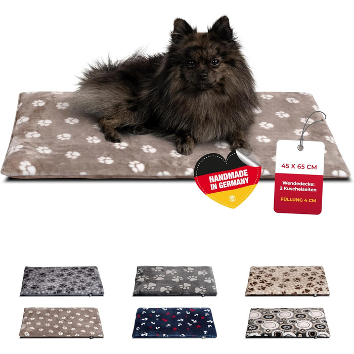 Підстилка для собак XS (45x65 см) – Двостороння та зручна з 3 см наповнювачем – Ідеально для дивану, авто та переноски – Tatze Beige, Made in DE 45 x 65 см Tatze Beige