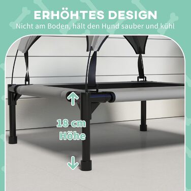 Крісло-ліжко для собак PawHut з балдахіном, сіре, 76 x 61 x 69,5 см