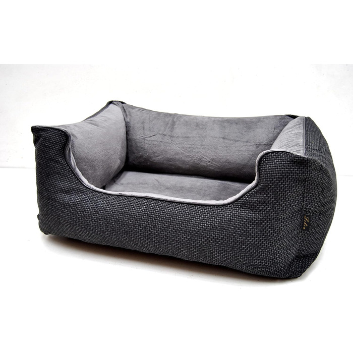 Ортопедичне собаче ліжко Ebon - 3 розміри (80, 100, 120 см) - М'яке, з високим бортиком, для найкращого сну, Made in EU, 3 кольори, XL, сірий