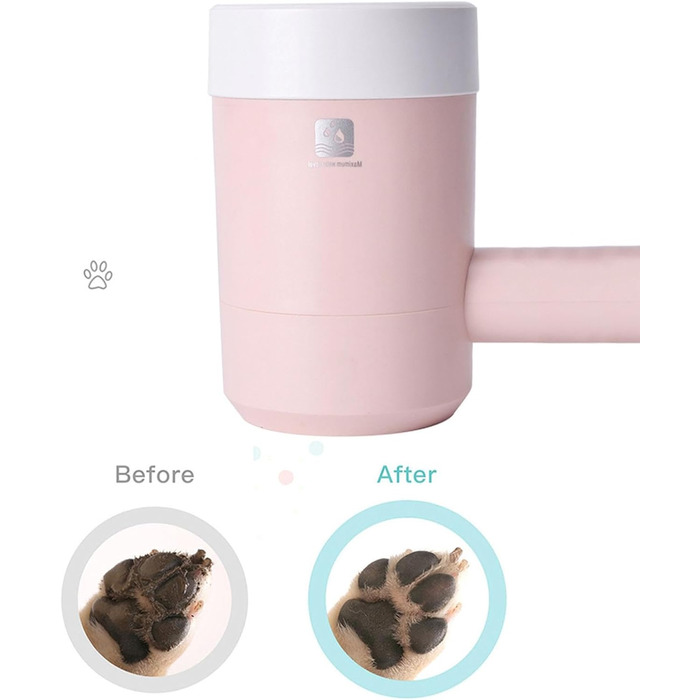 Автоматична чаша для миття лап домашніх тварин | Переносний очищувач лап для собак та котів | Рожевий |