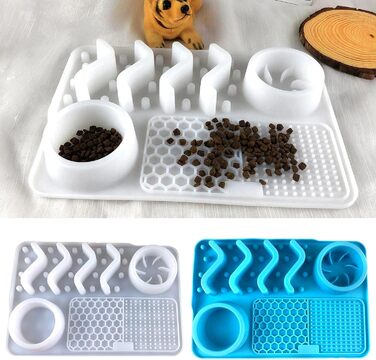 Мапа для повільного годування собак та котів: неслизька підставка для ласощів, що заспокоює, велика, з присосками, блакитна