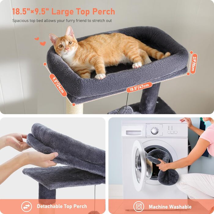 Кігтеточка PETEPELA 143 см з подушкою, кігтеточними стовпчиками, двоповерховим будиночком для котів – велика, зелена (темно-сіра)