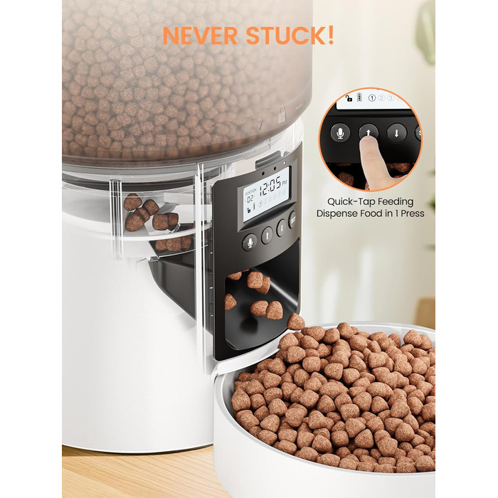 Автоматичний кормушка для котів та собак, 4л, з таймером, 1-6 прийомів їжі на день, з функцією запису голосу (10 сек)