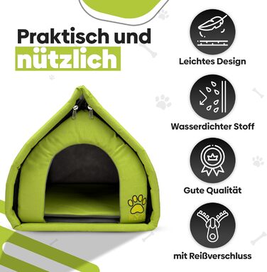 Текстильна будка для собак та котів EVE Textile Eskimo - зелена, 45x45x45 см