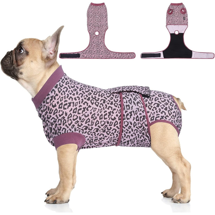 Тіло для собак після операції, тілечко для собак після кастрації/стерилізації, дихаюча тканина, захист від витікання ран, для собак, для сук, для рудих, зелений L (рожевий, середній)