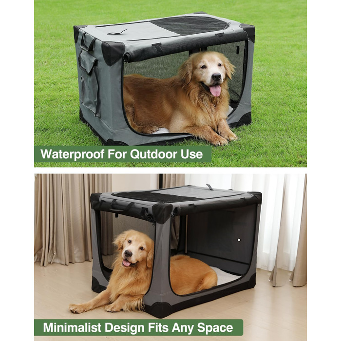 Складана переносна собача будка для середніх та великих собак, 61 см, 4 двері, для подорожей, з міцними сітчастими вікнами
