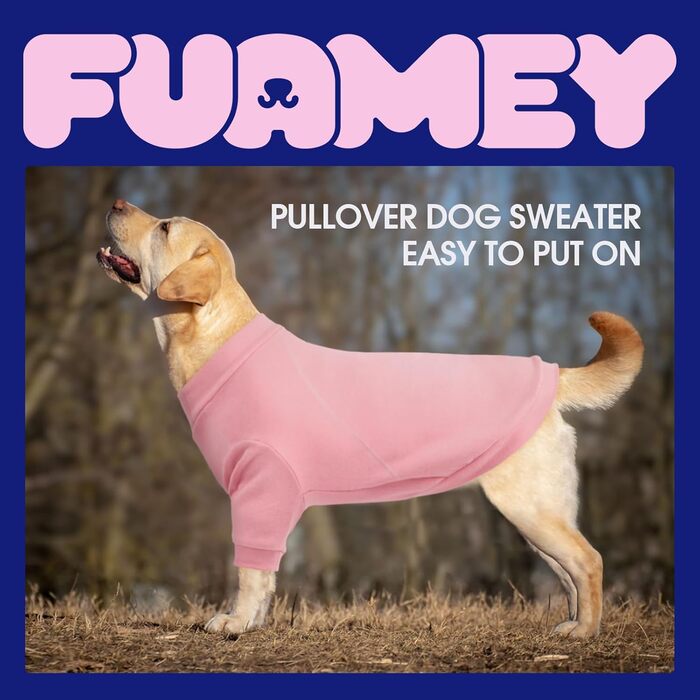 Теплий пуловер для собак з коміром FUAMEY, м'яка сорочка для маленьких собак, термо-світшот для цуценят з отвором для повідка, зручний халат, фліс, зимовий одяг, для Звергшпіца, Чихуахуа (Рожевий, S)